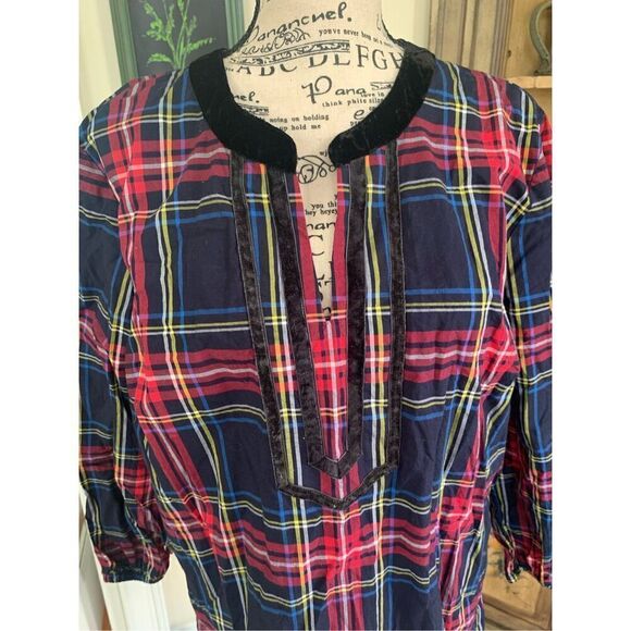 Talbots Plaid Velvet Trim Tunic - Picture 6 of 10